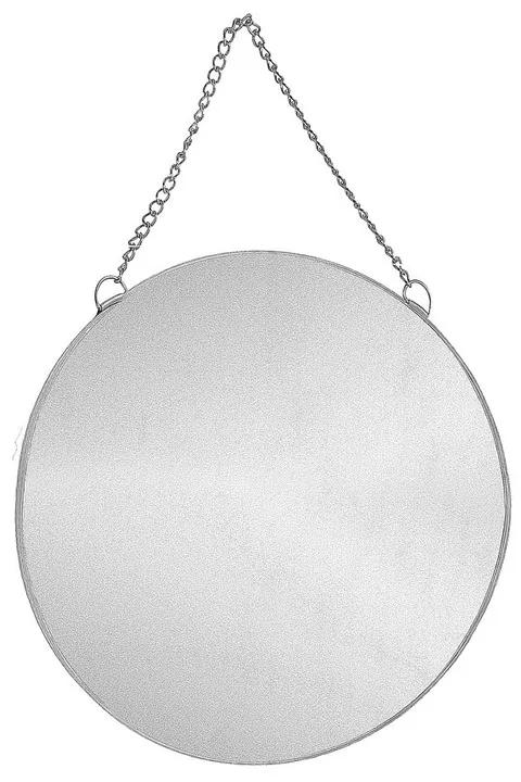 Spiegel rond met ketting - zilver - 40 cm