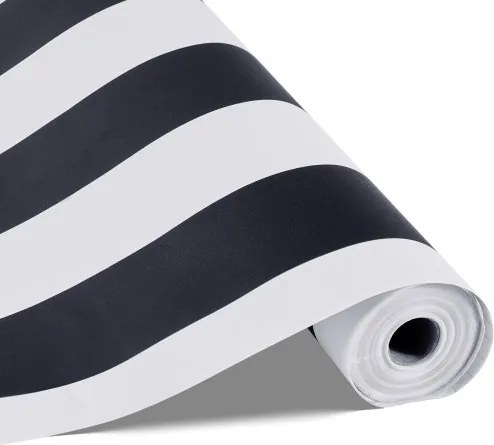 VEVOR Zelfklevend Behang, 45 cm x 15 m, Muurbehang, Zelfklevende Folie met Zwart-Witte Strepen, Waterdicht, Meubelfolie, Decoratieve Vinylrol voor Slaapkamer, Keuken, Kantoor, Badkamer