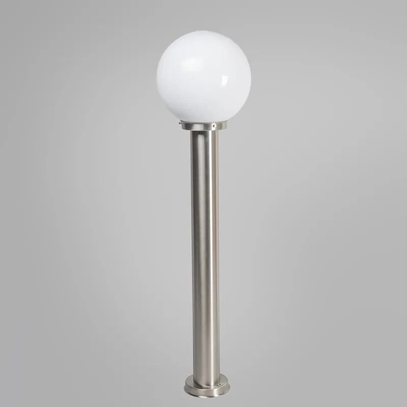 Moderne buitenlamp paal staal RVS 100 cm met kunststof bol IP44 - Sfera