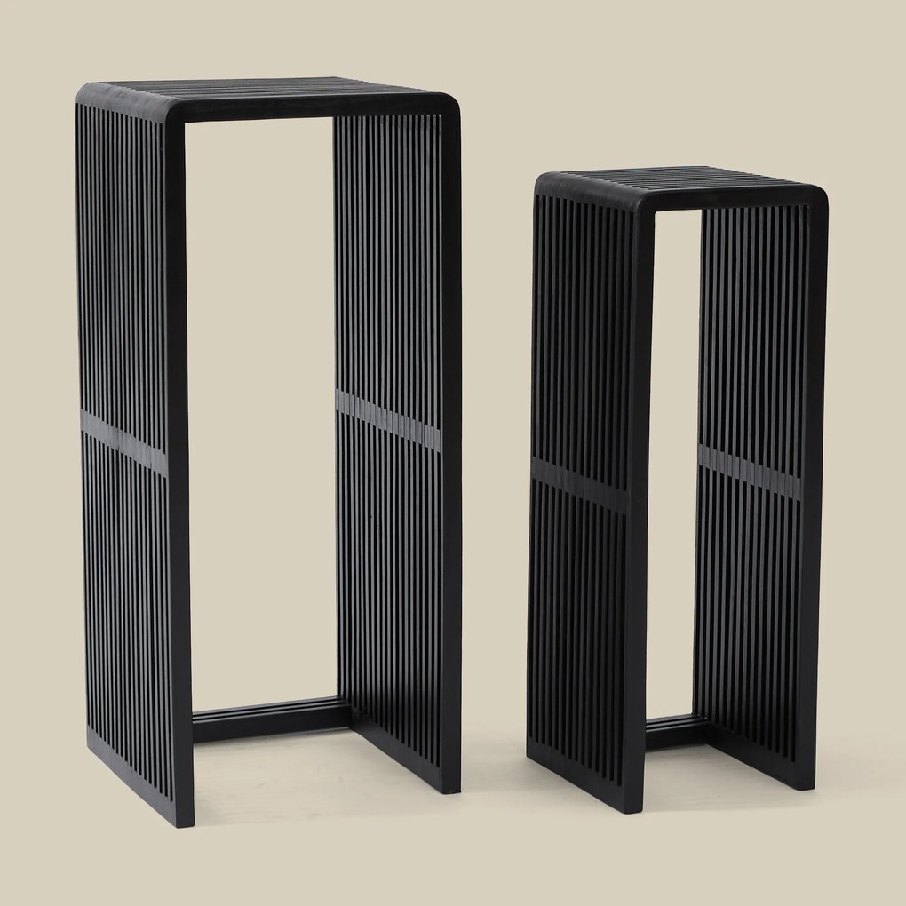 Zuilen Set Teak Latjes Zwart