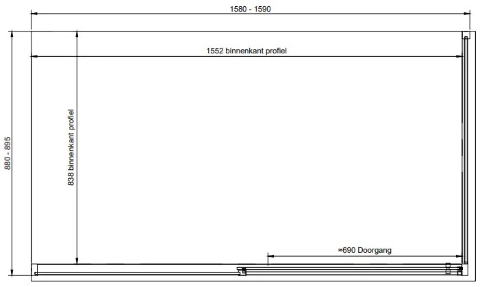 van Rijn ST06 douchecabine met 160cm softclose deur en helder glas chroom 160x90cm