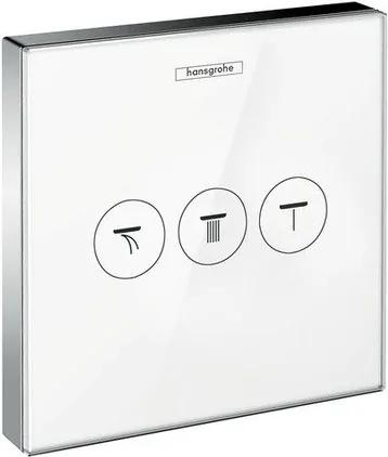 Hansgrohe ShowerSelect Glass afbouwdeel voor inbouw stopkraan voor 3 functies wit/chroom 15736400