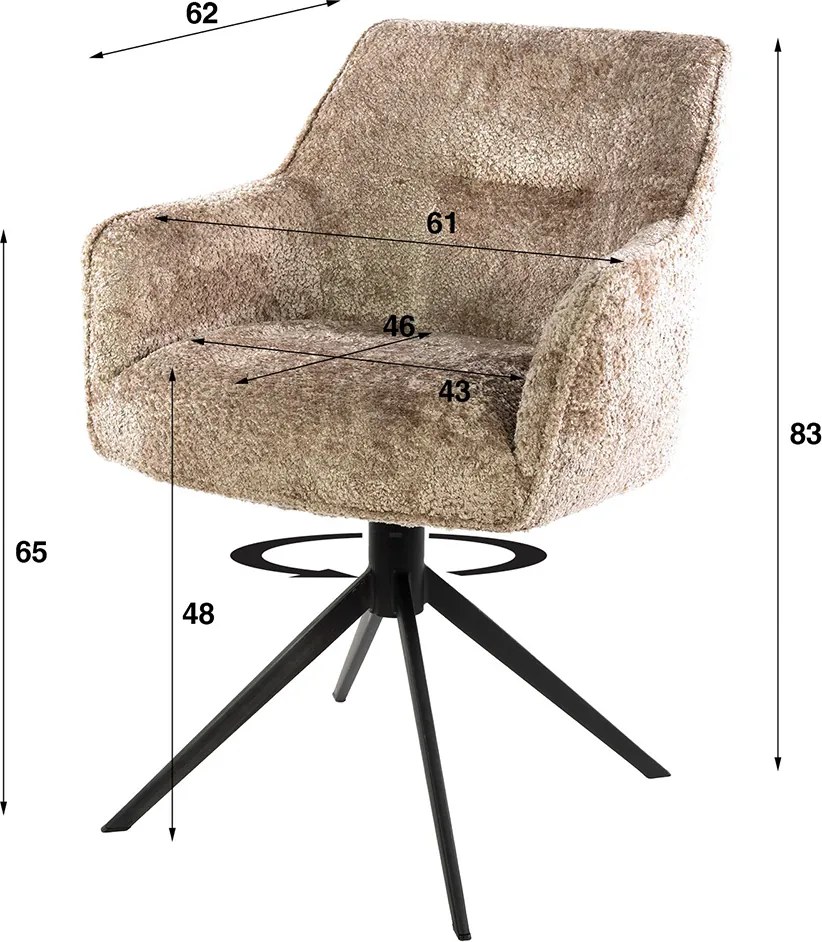 Draaibare Eetkamerstoel Velours Zand