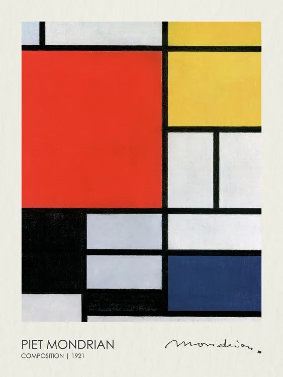 Kunstreproductie Composition with Red, Yellow, Blue, and Black (1921), Piet Mondrian