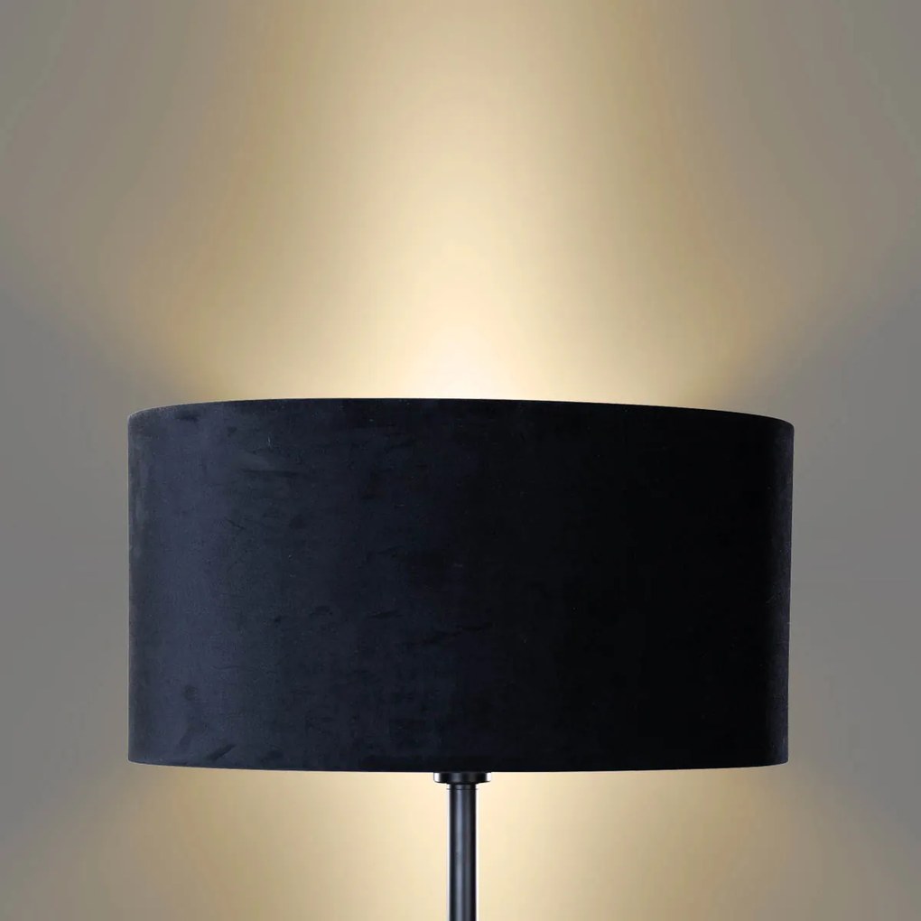 Vloerlamp zwart met ovale velours kap zwart 50cm - Simplo Modern, Klassiek / Antiek E27 rond Binnenverlichting Lamp