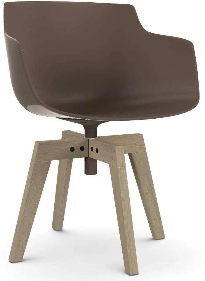 MDF Italia Flow Slim Color Oak stoel gebleekt mud brown