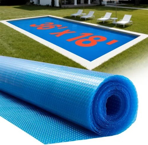 VEVOR Zwembad Solar Cover, 10972x5486 mm, Solar Cover, 0,2 mm Zwembad Solar Deken met Luchtkussen & PE Materiaal, Warmteabsorptie Overdag, Warmteopslag 's Nachts, Solar Covers, Blauw
