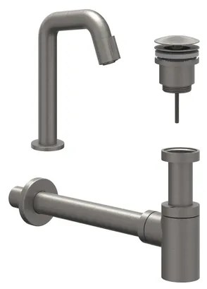 IVY Fonteinset - Contour - opbouw - laag - always open plug - Geborsteld metal black PVD 6901456