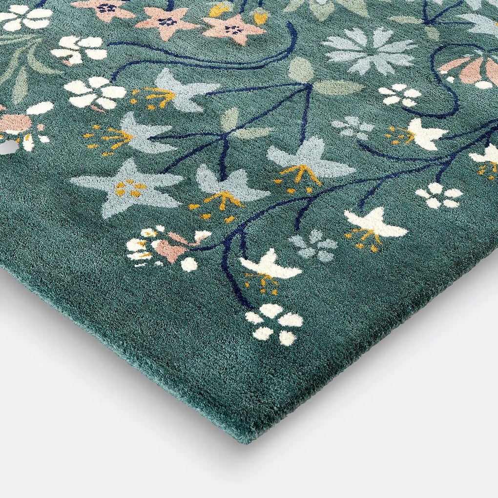 Vloerkleed, bloemmotief, 100% wol, KEILA