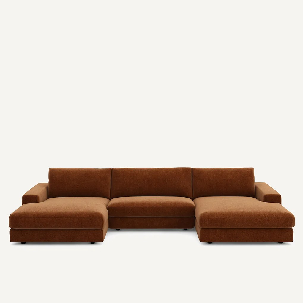 5-zits panoramabank fluweel chenille, Skander