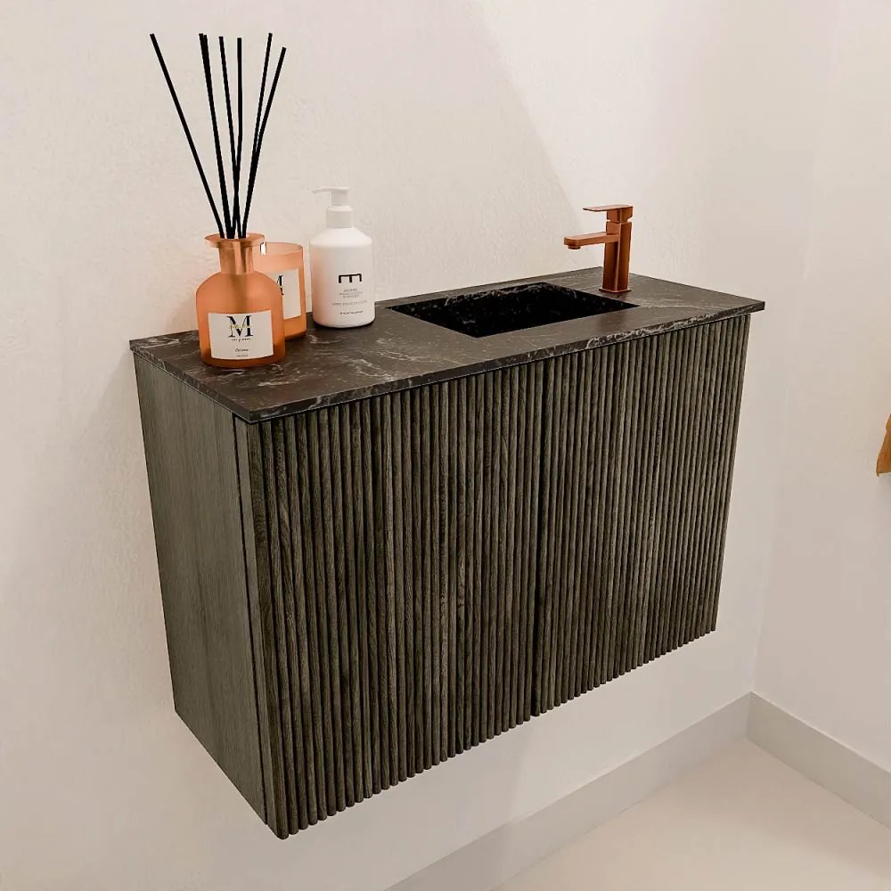 Mondiaz Joya DLux 60cm toiletmeubel shadow met wastafel faye rechts 1 kraangat lava