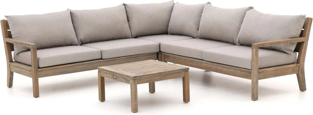 Hoek loungeset ROUGH  | 5 personen | Loungeset Old Teak Greywash | Hoekbank Teakhout | 230x230cm | Kees Smit Tuinmeubelen