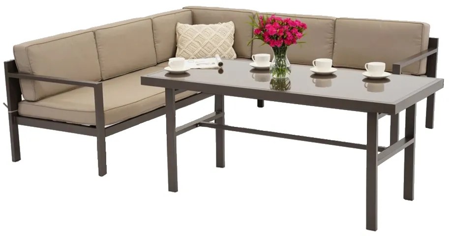 Garden Point tuinhoek voor 4 personen met tafel Porto Comida 4 bruin
