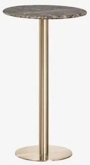 Ronde Hoge Bartafel Ø60 Cm In Natuurlijk Steen Xiren Bruin Marmer Emperador & Geborsteld Goud - Sklum