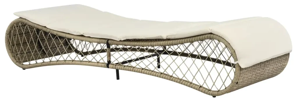 vidaXL Ligbed met kussen poly rattan grijs