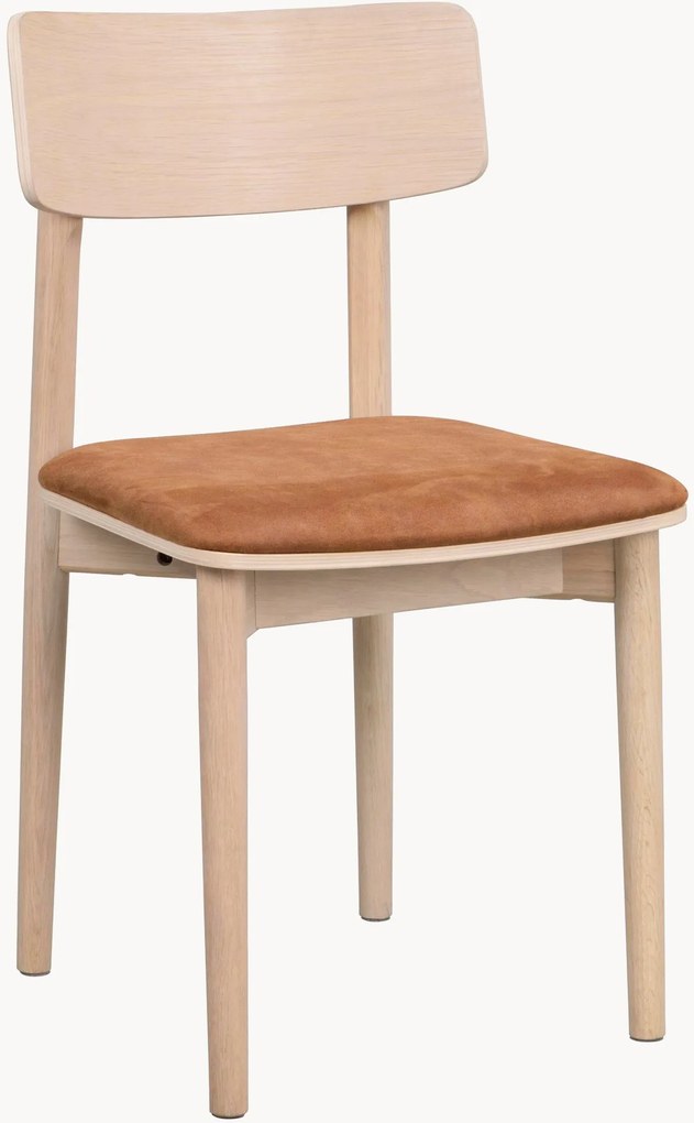 Eetkamerstoelen Wolcott van eikenhout met kunstlederen zitvlak, 2-delig