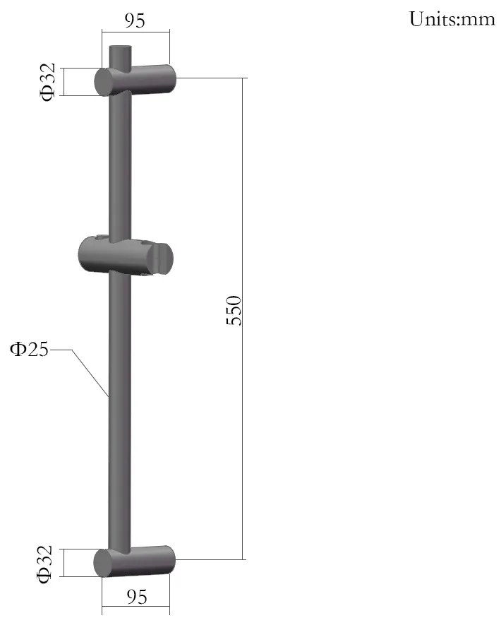 Saniclear Plus douche glijstang 60cm RVS