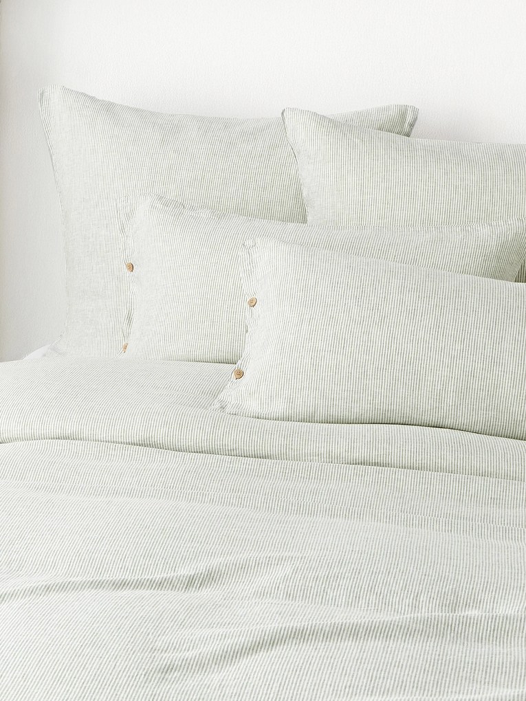 Gewassen linnen dekbedovertrek Rinna met fijne strepen
