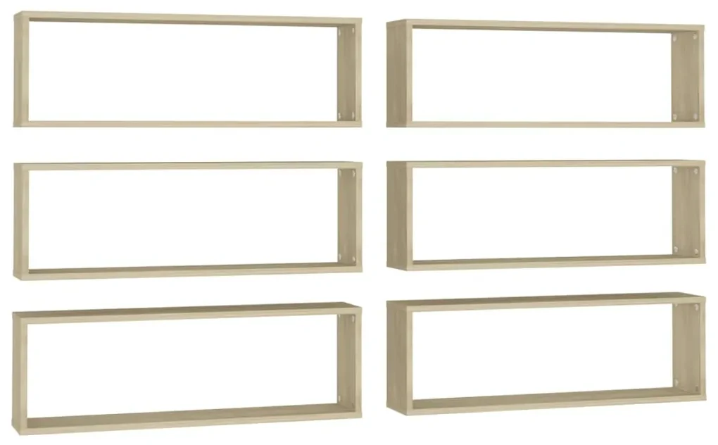 vidaXL Wandschappen kubus 6 st 80x15x26,5 cm spaanplaat sonoma eiken
