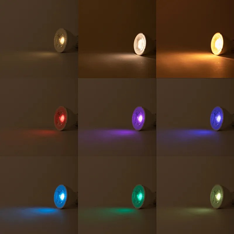 Set van 3 smart GU10 RGBW LED lampen 5W 350 lm 2200-4000K