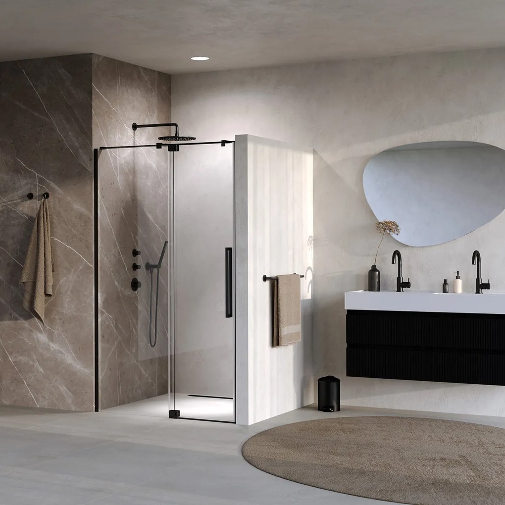 Brauer Stellar nisdeur met vaste wand 120cm zwart mat