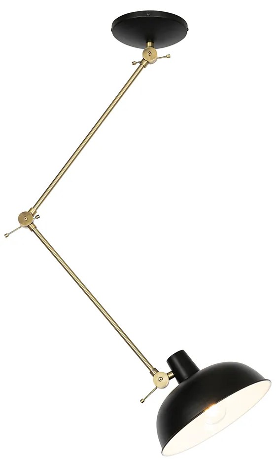 Retro plafondlamp zwart met brons - Milou