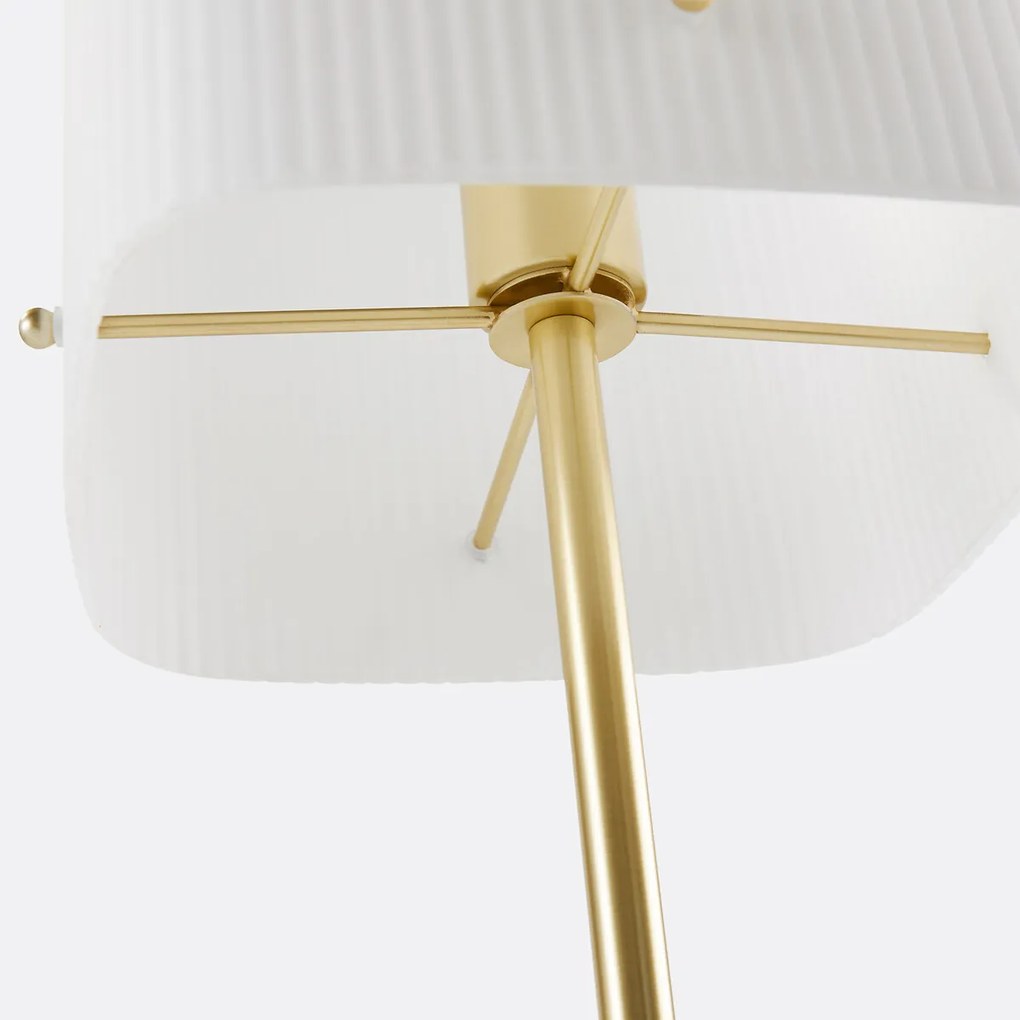 Vloerlamp in messing en geribbeld glas, Danny
