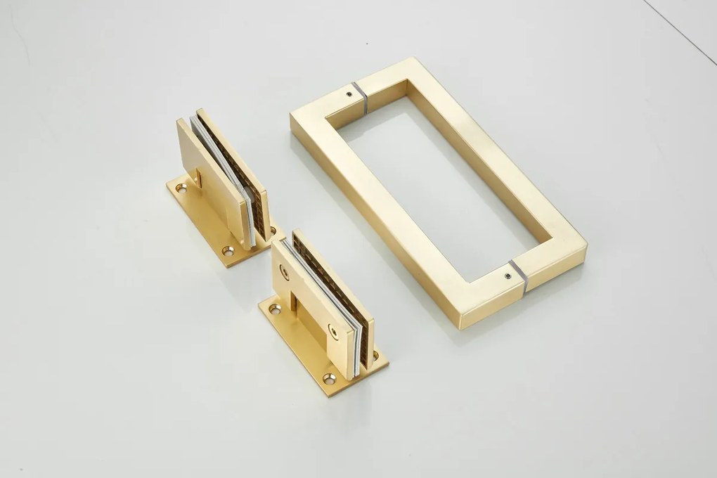 Saniclear Modern scharnieren + handvat voor douchedeur geborsteld messing - mat goud