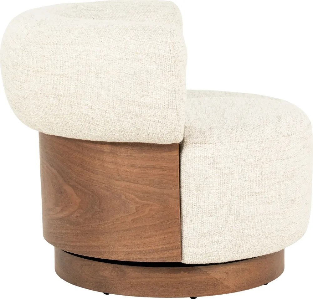 Fauteuil Met Hout Draaibaar Beige