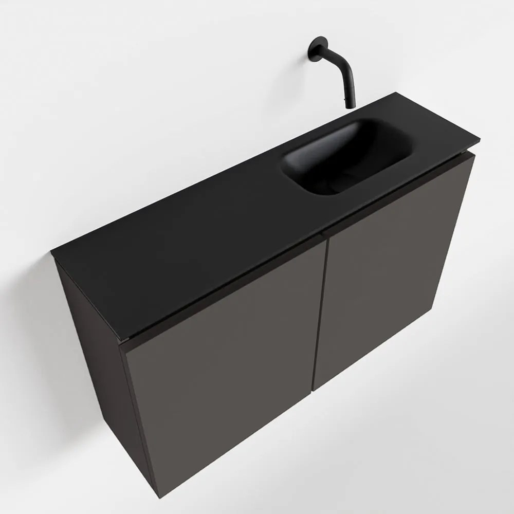 Mondiaz Ture 80cm toiletmeubel dark grey met wastafel urban rechts geen kraangat
