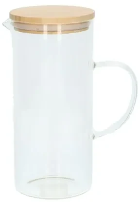 Kan met bamboe deksel, glas, 1,25 l