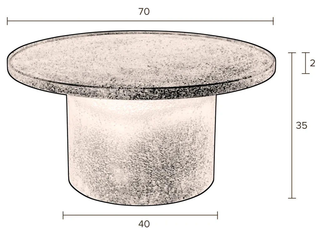 Dutchbone Winston Ronde Salontafel Mat Zwart - 70 X 70cm.