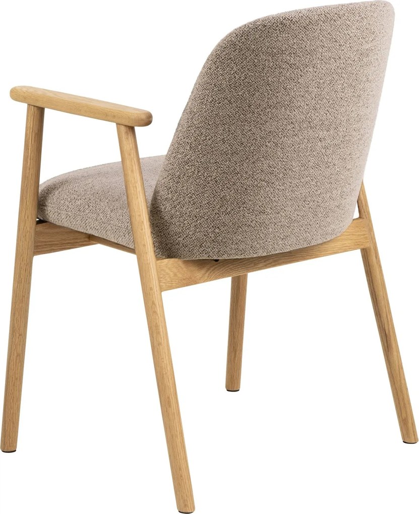 RODERIC Beige Latte (stof Monza 60) / gelakt eikenhouten frame – HOUTEN BOUCLÉ RETRO STOEL