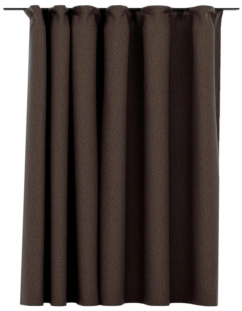vidaXL Gordijn linnen-look verduisterend met haken 290x245 cm taupe