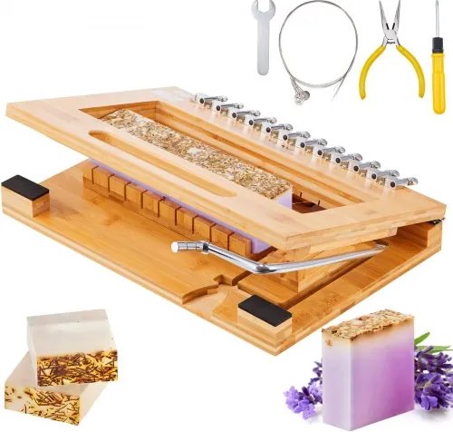 VEVOR Zeepsnijder Multifunctionele zeepsnijder 12 perfecte 2,5 cm dikke zeepstaven Handgemaakte zeep DIY-tool 395 mm snijdraad, roestvrijstalen zeepmessen Kaarsen, kaas, chocolade etc.