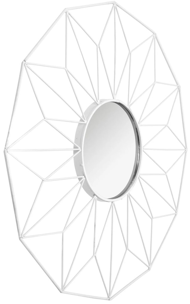 Geometrische 12-hoekige spiegel wit 58 cm
