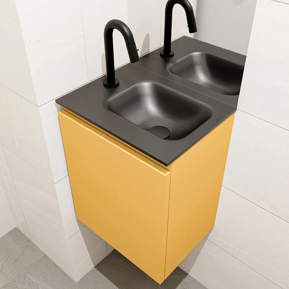 Mondiaz Olan 40cm toiletmeubel ocher met wastafel urban rechts 1 kraangat