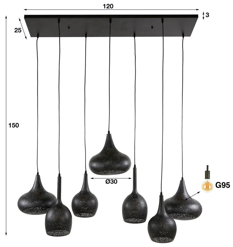 Speelse Hanglamp Zwart Metaal