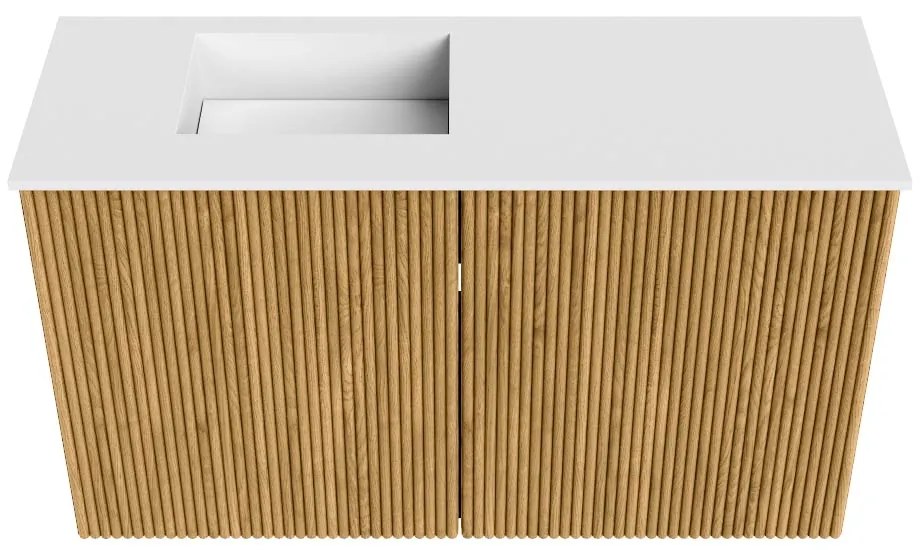 Mondiaz Joya 70cm toiletmeubel oak met wastafel faye links zonder kraangat talc