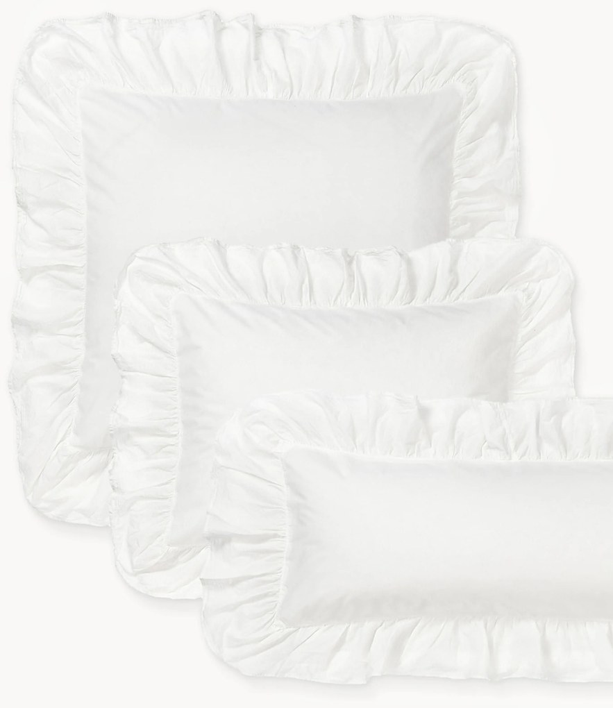 Gewassen katoenen perkal kussensloop Louane met franjes