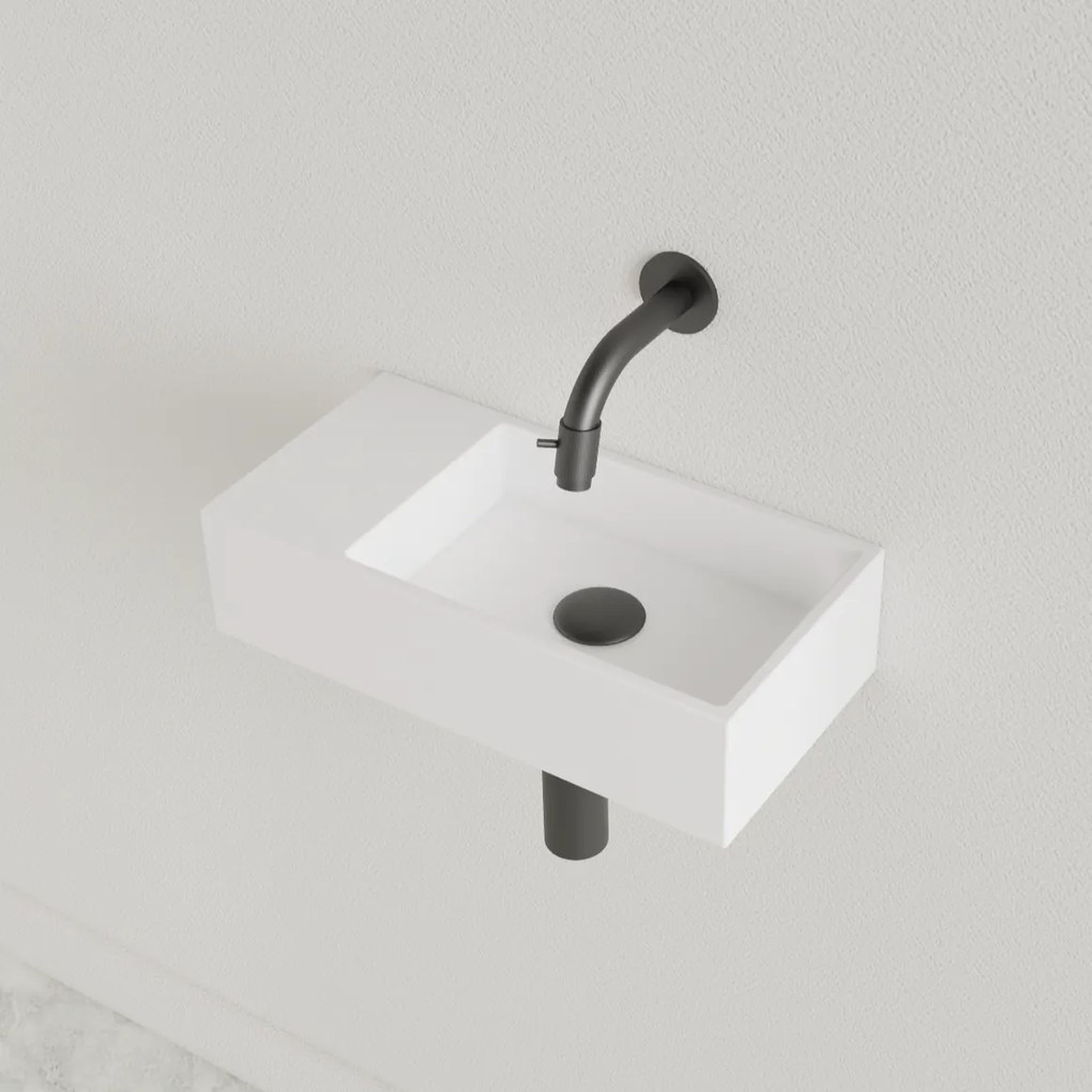 Sanigoods Nano fontein links wit mat zonder kraangat 36x18cm