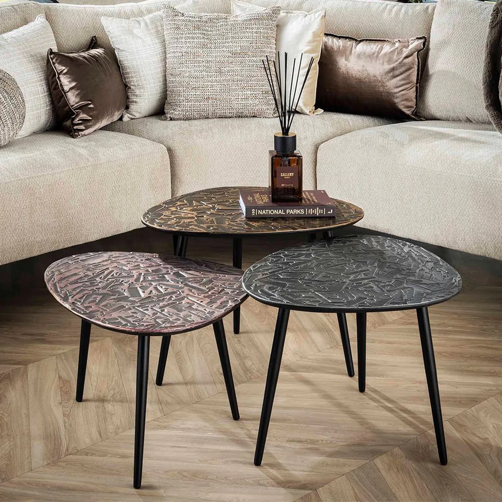 Driehoek Salontafel Set Van 3 - 60 X 48cm.