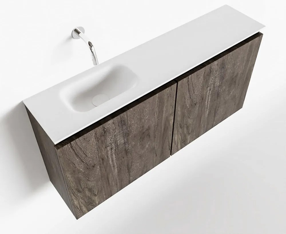 Mondiaz Ture 100cm toiletmeubel dark brown met wastafel talc links geen kraangat