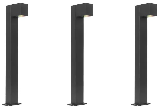 Set van 3 smart staande buitenlampen zwart 65cm IP44 - Baleno
