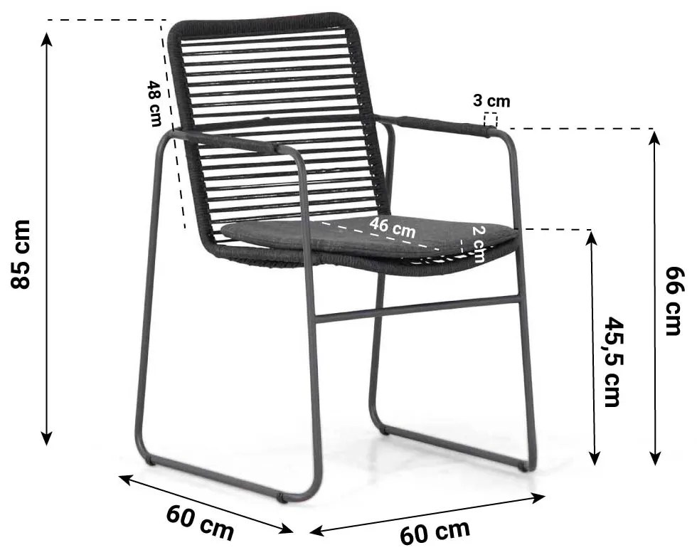 Tuinset Rond 4 personen  Rope Grijs  4 Seasons Outdoor Elba/Derby