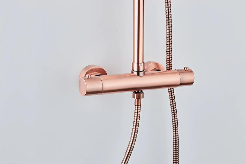 Saniclear Copper opbouw regendouche 20cm met thermostaatkraan en 3 standen handdouche koperkleurig