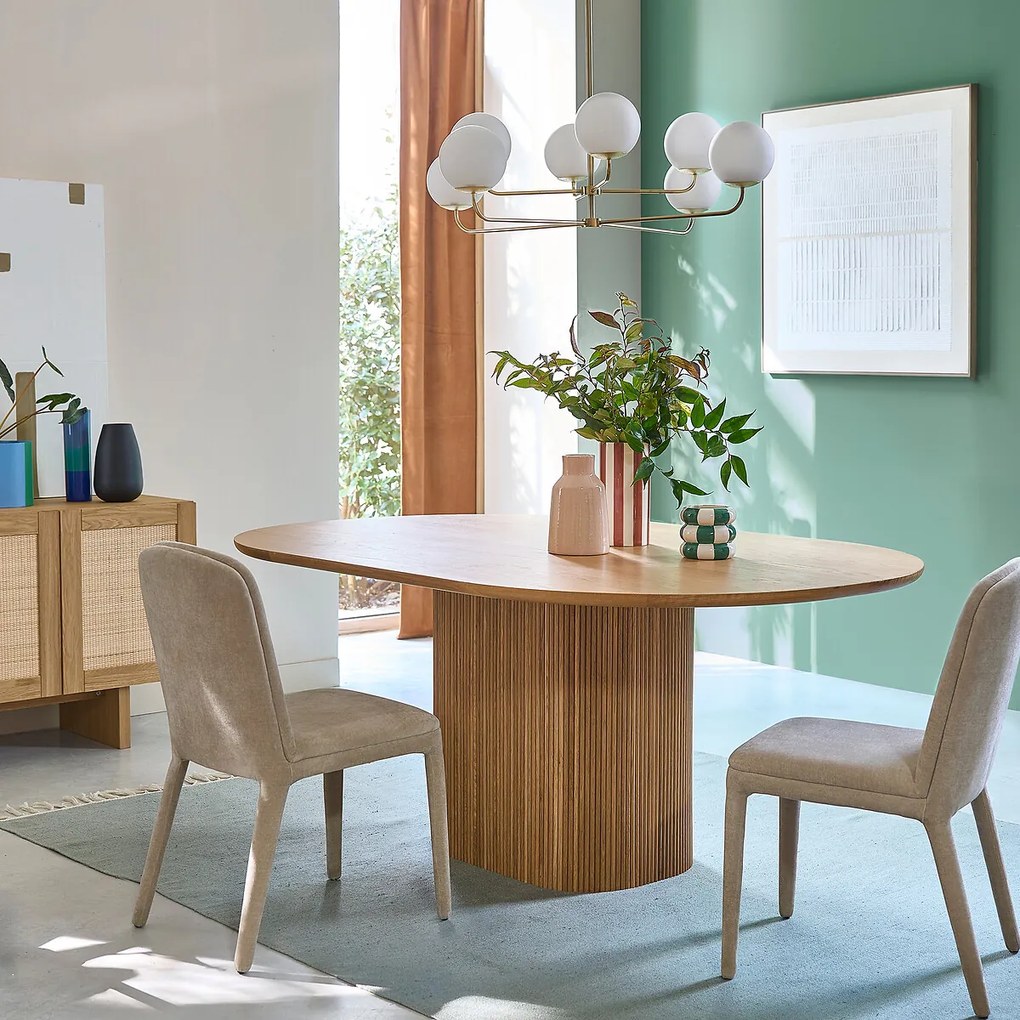 Ovale eettafel, eikenfineer, voor 6 tot 8 couverts, Tamula