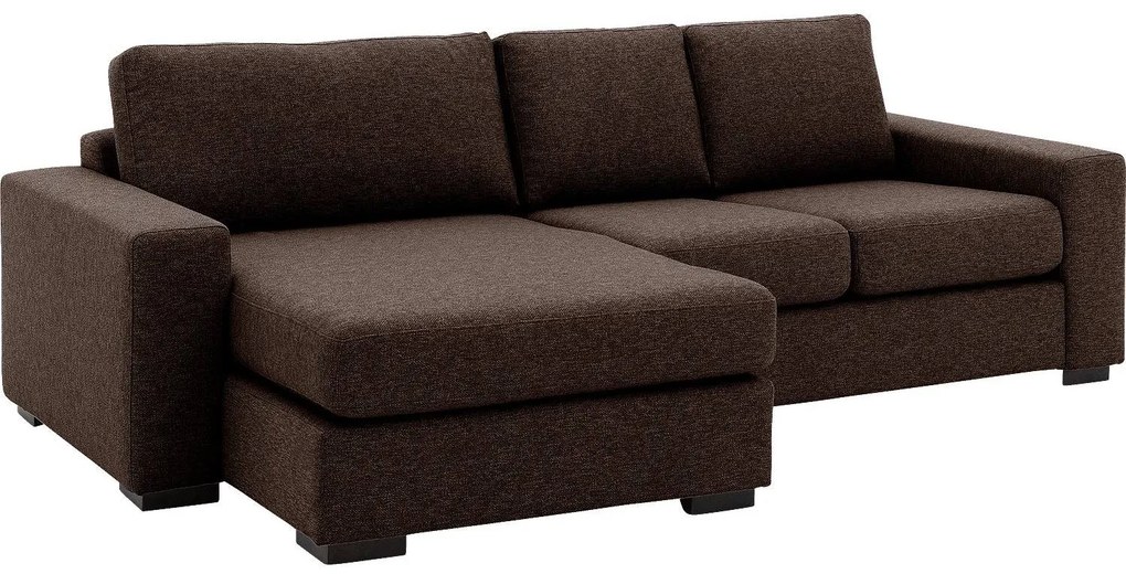 Goossens Bank Lucca bruin, stof, 2-zits, stijlvol landelijk met chaise longue links