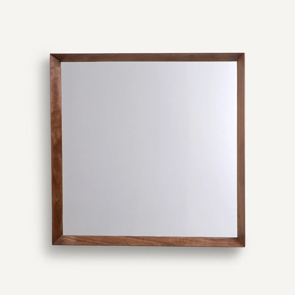 Vierkante spiegel, massief notenhout H80 cm, Andromède