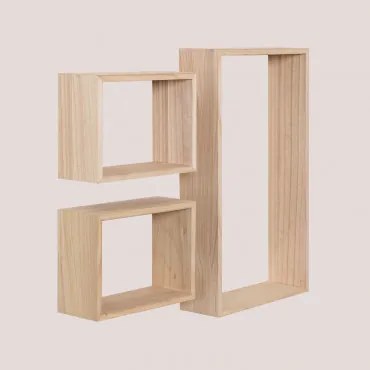 Set Van 3 Houten Wandplanken Ayale Natuurlijk - Sklum